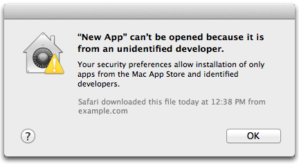 macOS warning popup for unsigned apps